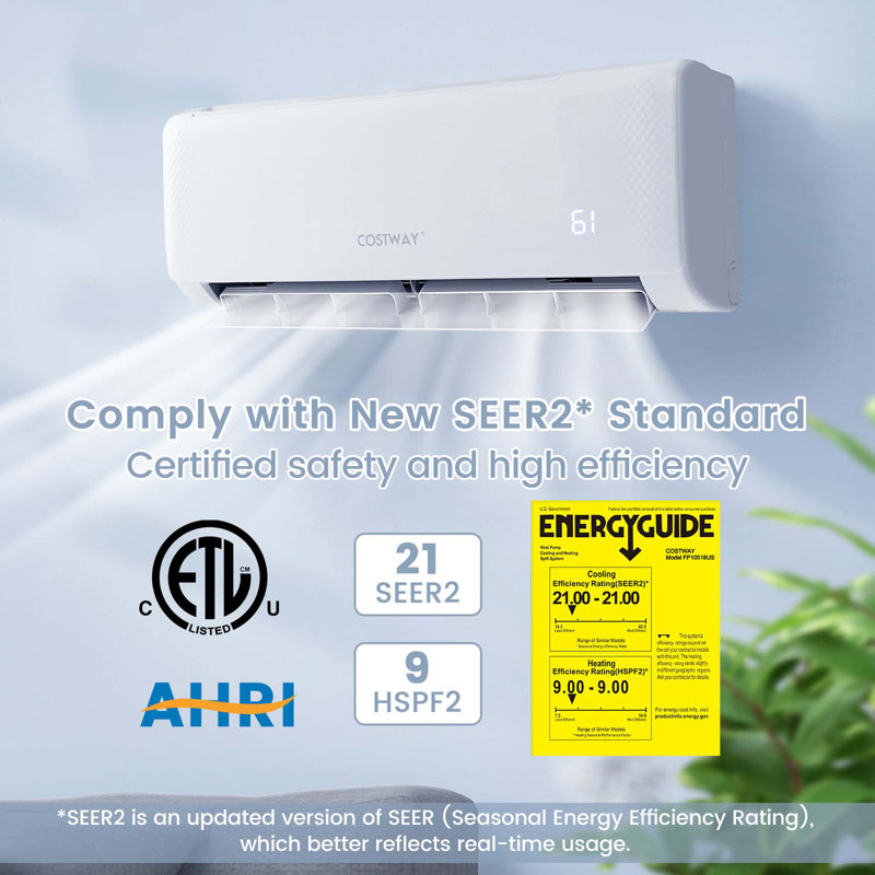 Costway Ductless Mini Split Air Conditioner with Heater and Remote